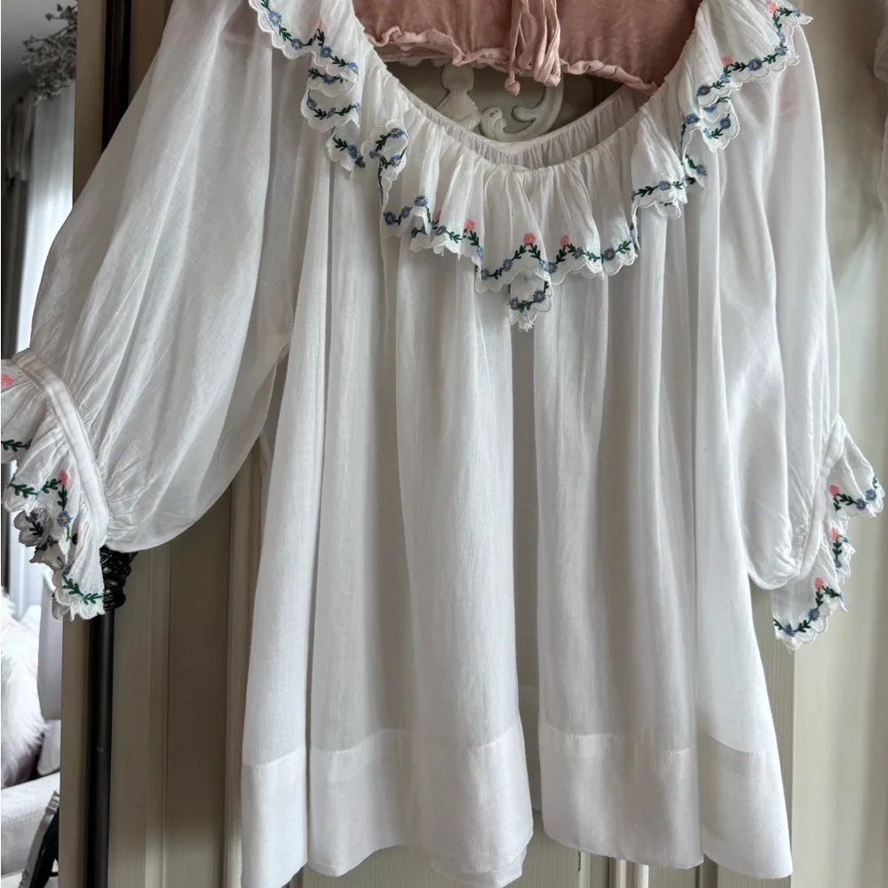 DOรN CHATEAU ๐บ๐ โBLOUSE,โ WHITE, (was hemmed from Chateau Slip), RARE, Size L - Picture 4 of 13